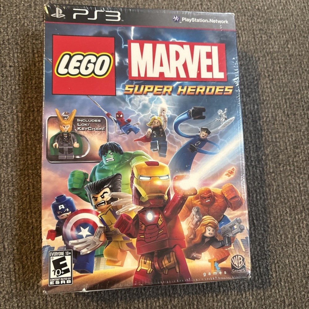 *NEW Sealed* Playstation 3 PS3 Lego Marvel Super Heroes w/ Loki Key Chain  RARE